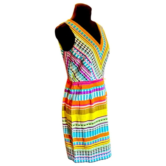 London Times Multicolored Striped Sleeveless Sheath V Neck Dress Womens size 6 - Picture 14 of 15